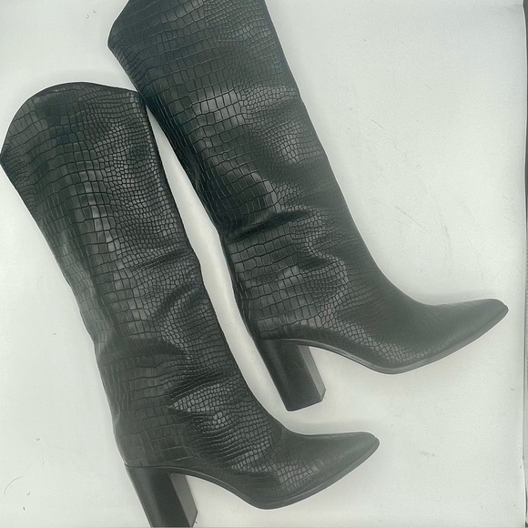 SHULTZ-Maryann’s black croc embossed boot with block heel - Picture 3 of 9